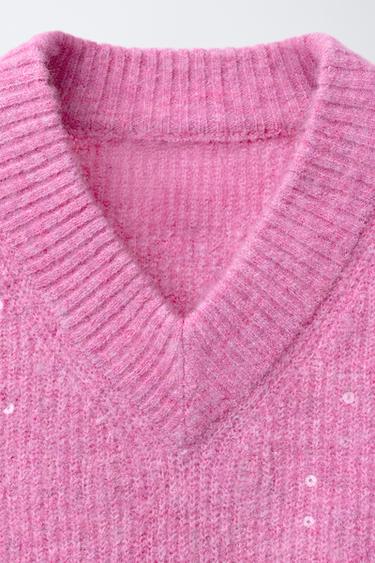 SEQUIN KNIT SWEATER - Fuchsia by Zara - Image 2
