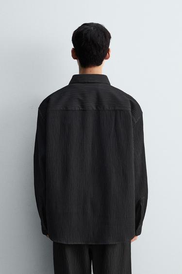 オーバーサイズフィットレリーフシャツジャケットブラックZaraのオーバーサイズフィットレリーフシャツジャケット - ブラック 