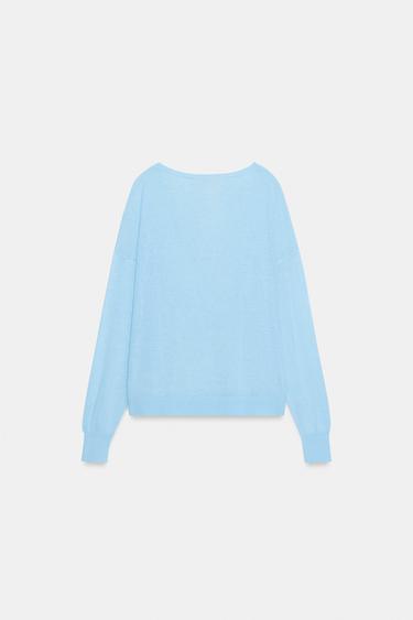 FEINSTRICKPULLOVER MIT V-AUSSCHNITT - Pastellblau von Zara