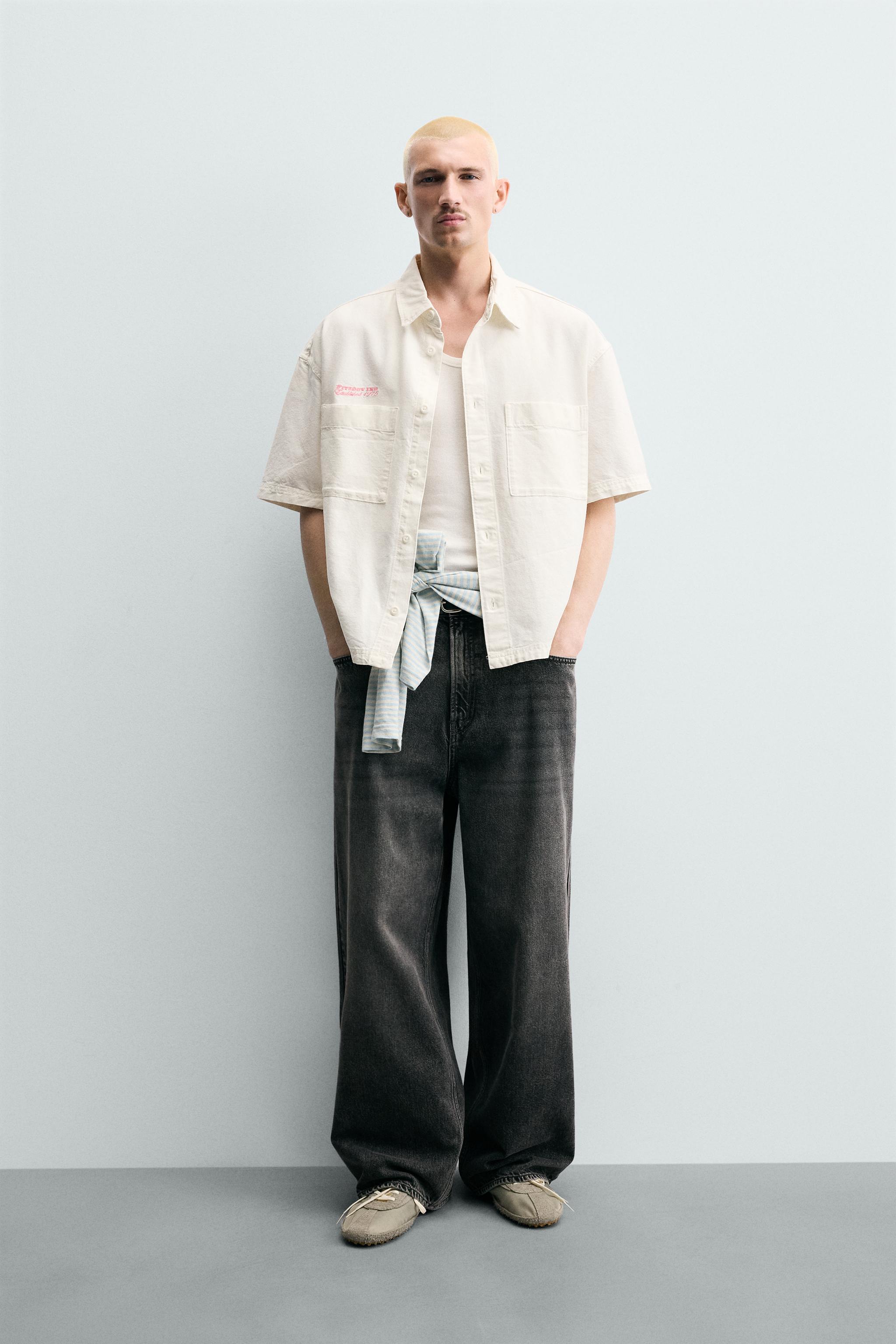 CONTRASTING RELAXED FIT SHIRT - White | ZARA United States