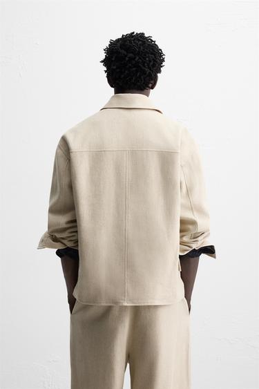 LINEN/COTTON OVERSHIRT - Light beige by Zara