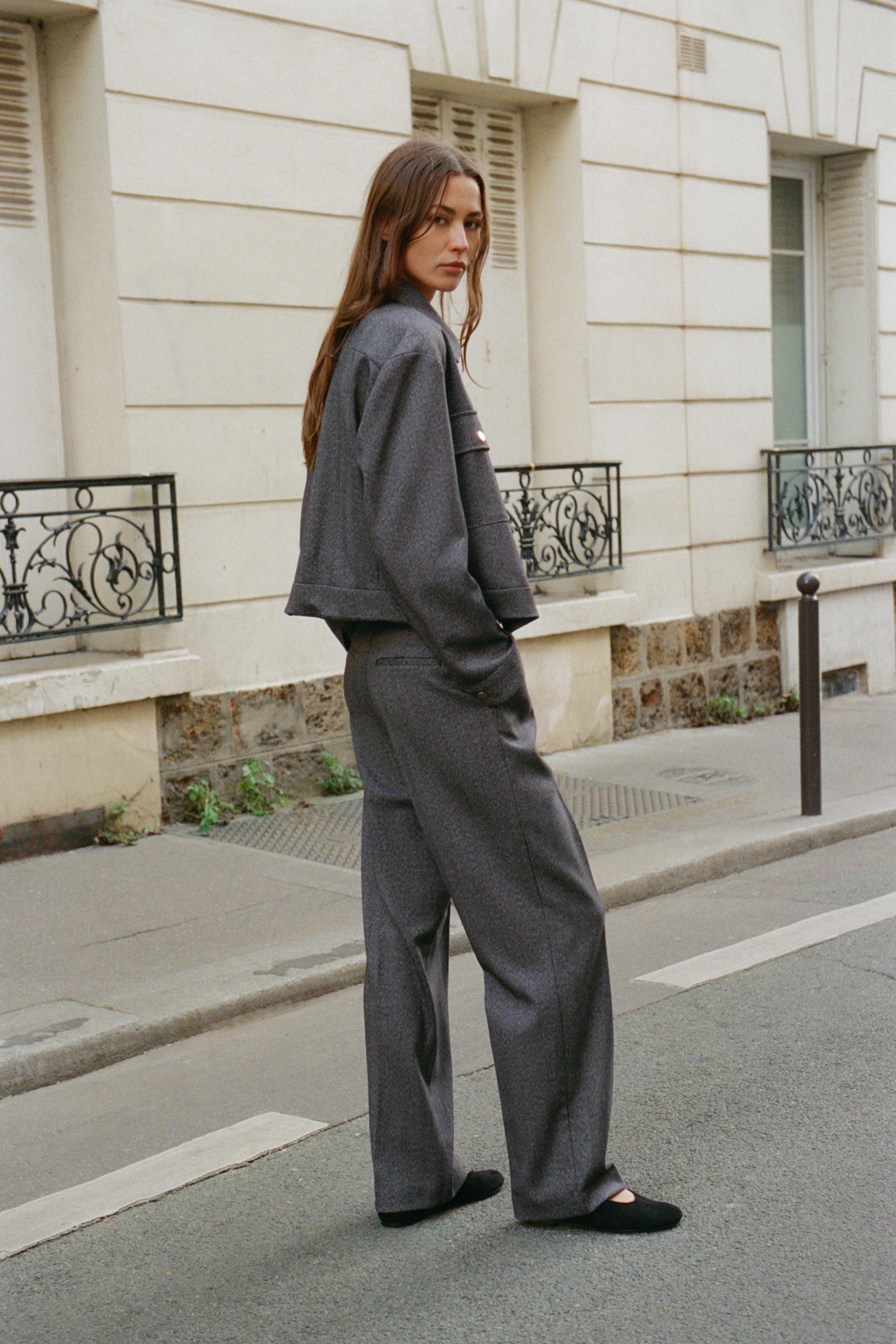 ヘリンボーン柄ポケット付きジャケット - グレー | ZARA Japan / 日本