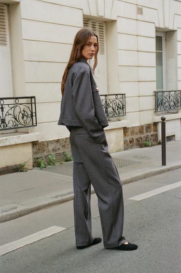 VESTE À CHEVRONS AVEC POCHES - Gris de Zara - Image 3