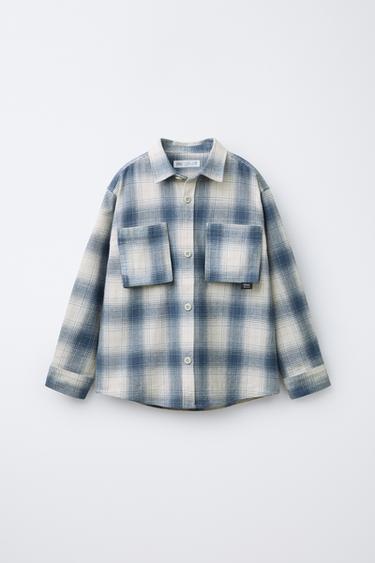 SOBRECAMISA CUADROS - Azul de Zara
