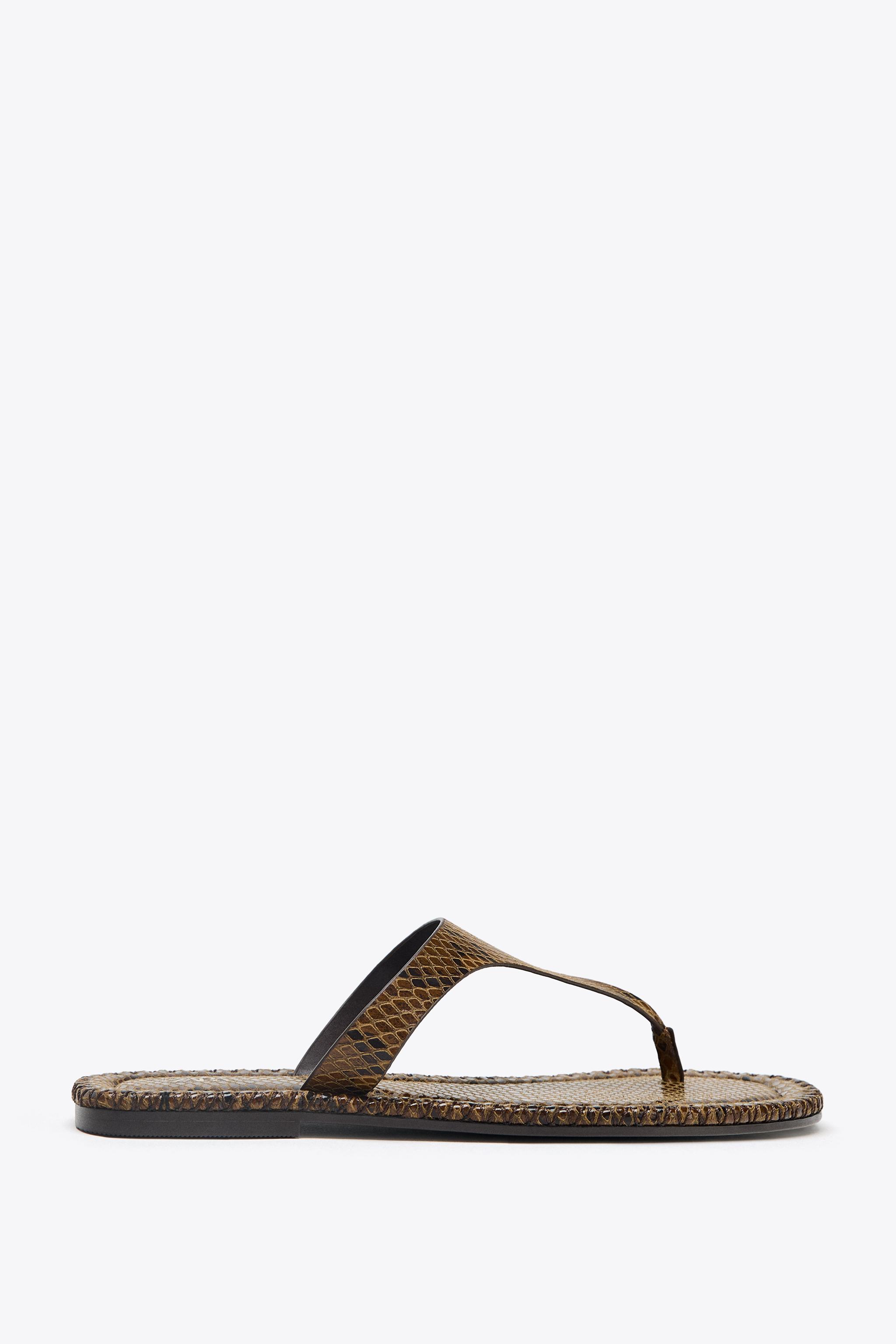 ZARA アニマルプリントファー付きフラットレザーサンダル 限定！ ANIMAL PRINT FUR LEATHER SANDALS - Leopard | ZARA United States