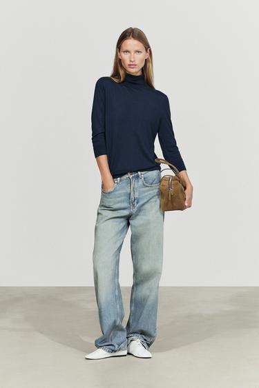 Wool blend turtleneck knit sweater — Navy blue 2