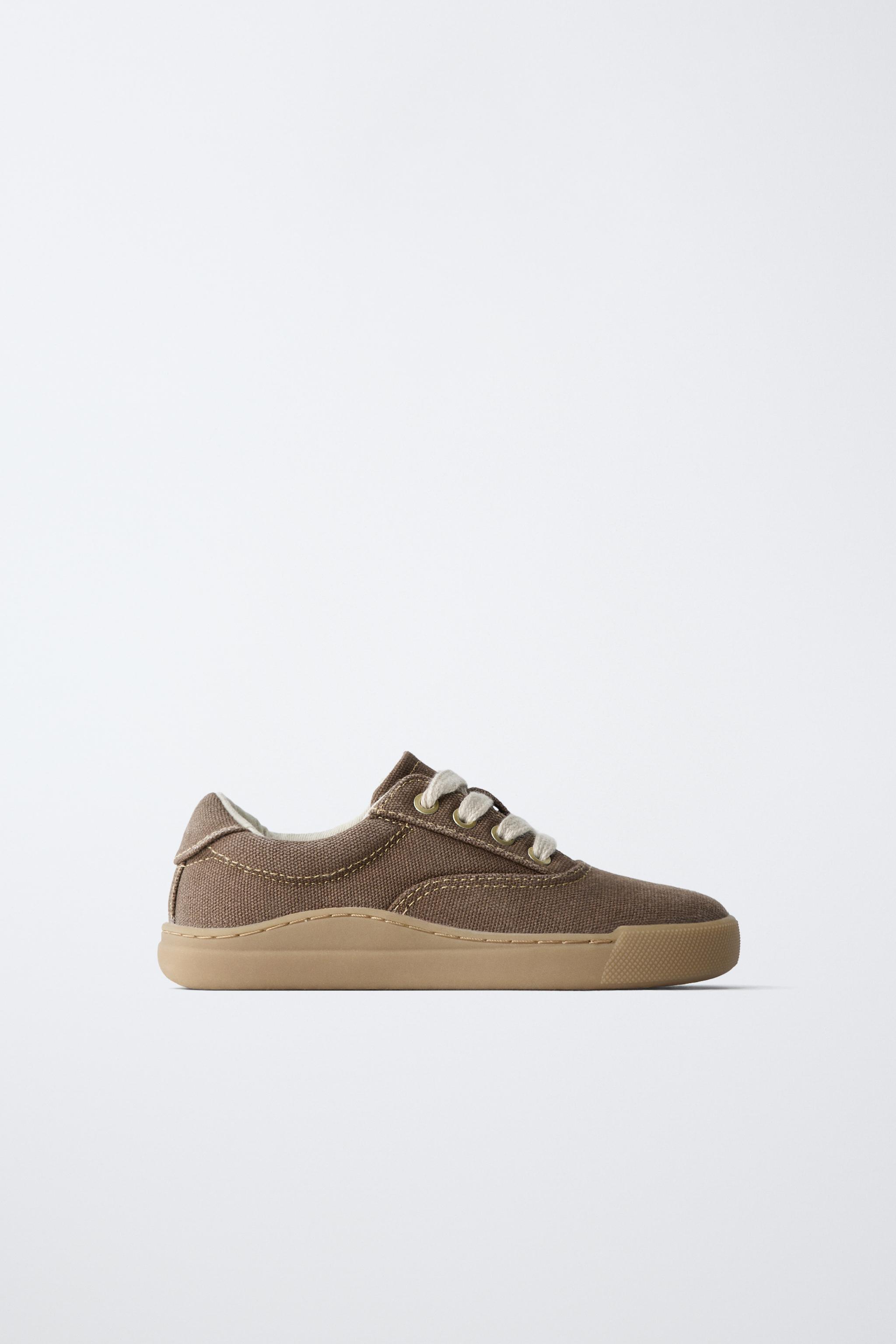 LACE-UP SNEAKERS — Brown