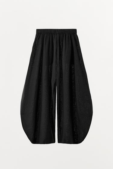 PANTALON LIN 100 % VOLUME - Noir de Zara - Image 6