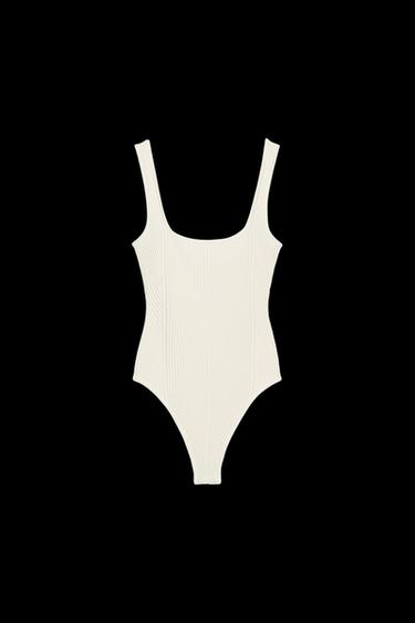 TEXTURED STRAPPY BODYSUIT - Ecru by Zara - Image 0