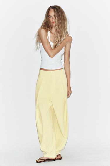 QUẦN BALLOON XẾP LI - Màu vàng nhạt từ Zara