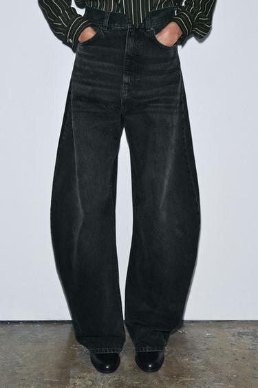ZW COLLECTION BALLOON HIGH-WAIST JEANS - Black by Zara
