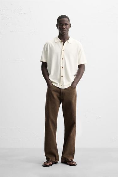 Zara 標準版針織襯衫 - 裸色 - 圖片 0