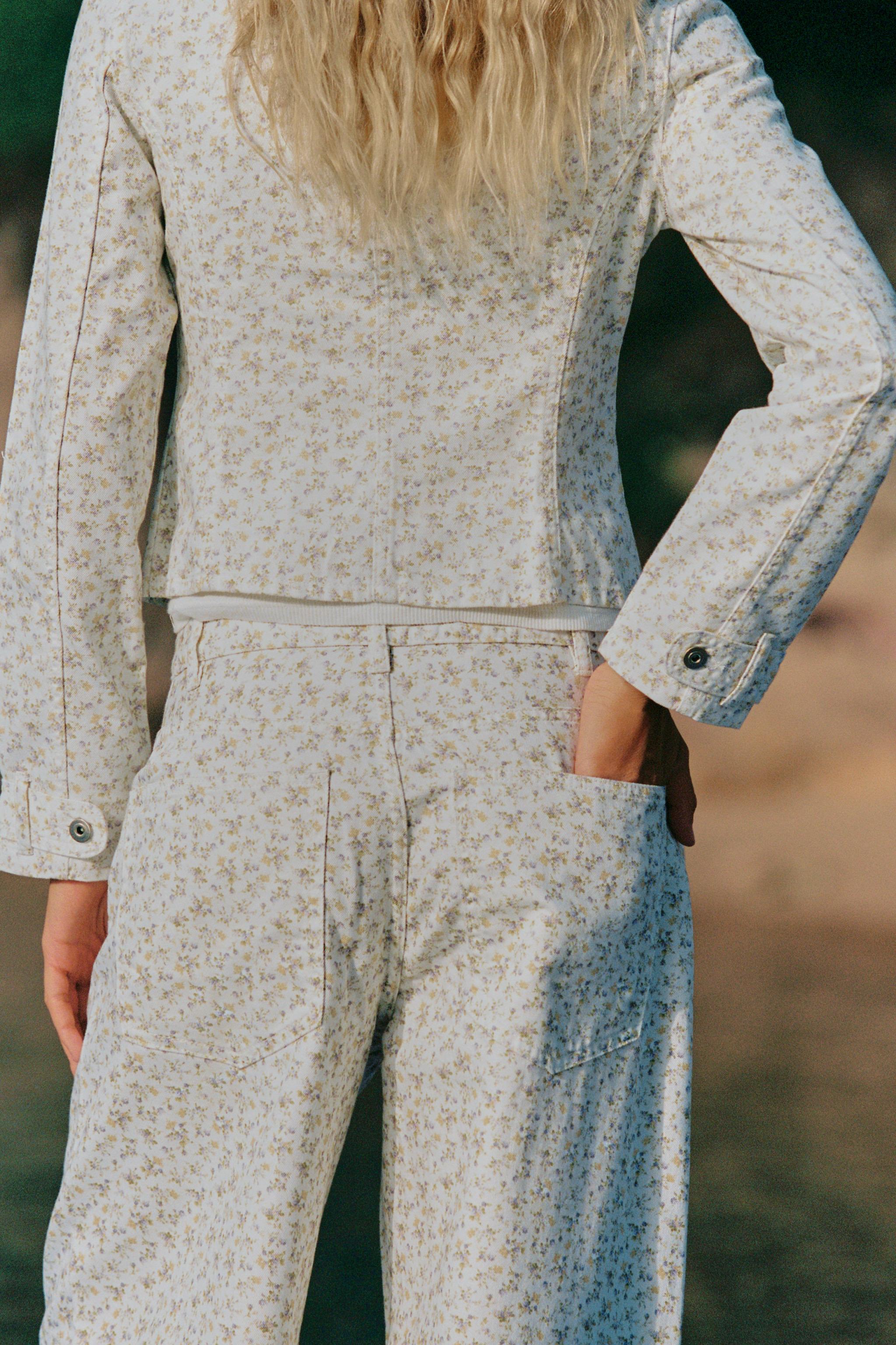 TRF FLORAL PRINT DENIM JACKET