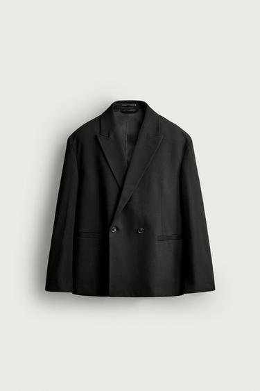 DOUBLE-BREASTED SUIT BLAZER — Black 1