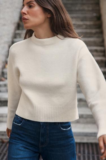 ROUND NECK KNIT SWEATER - Ecru by Zara - Image 0