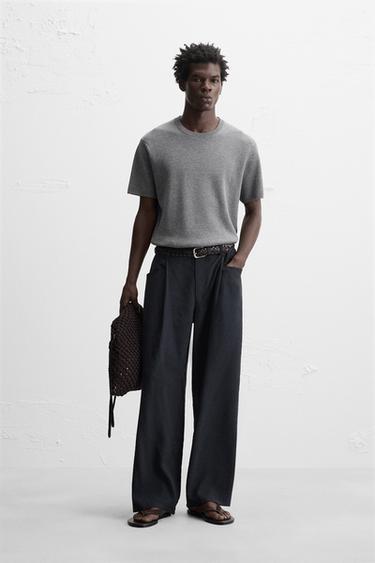T-SHIRT IN MAGLIA RELAXED FIT - Grigio mélange di Zara