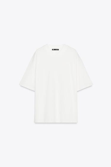 Zara V-NECK T-SHIRT - Oyster-white