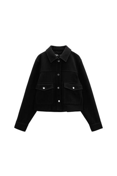 CROPPED JACKET WITH METAL BUTTONS