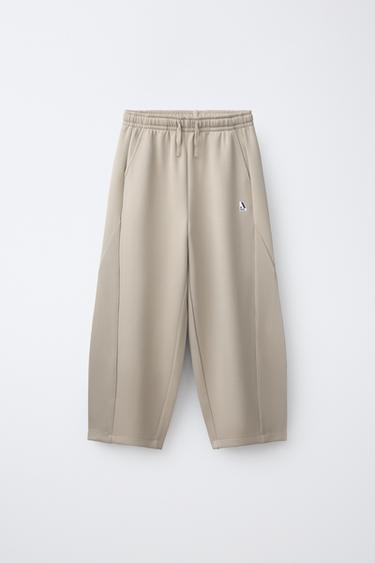 Zara SPORTY BARREL PANTS WITH MODAL - Sand
