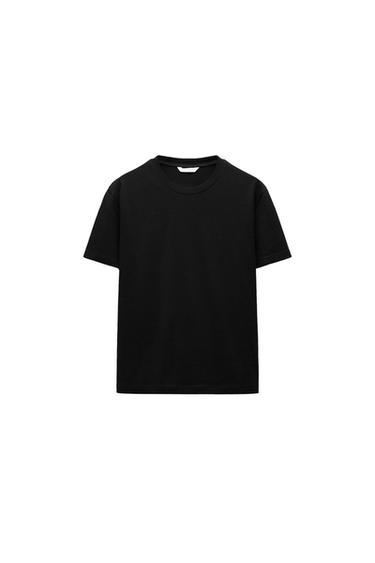 T-SHIRT BASIQUE EN COTON - Noir de Zara
