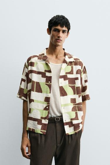 ABSTRACT PRINT SHIRT - Brown / Green by Zara