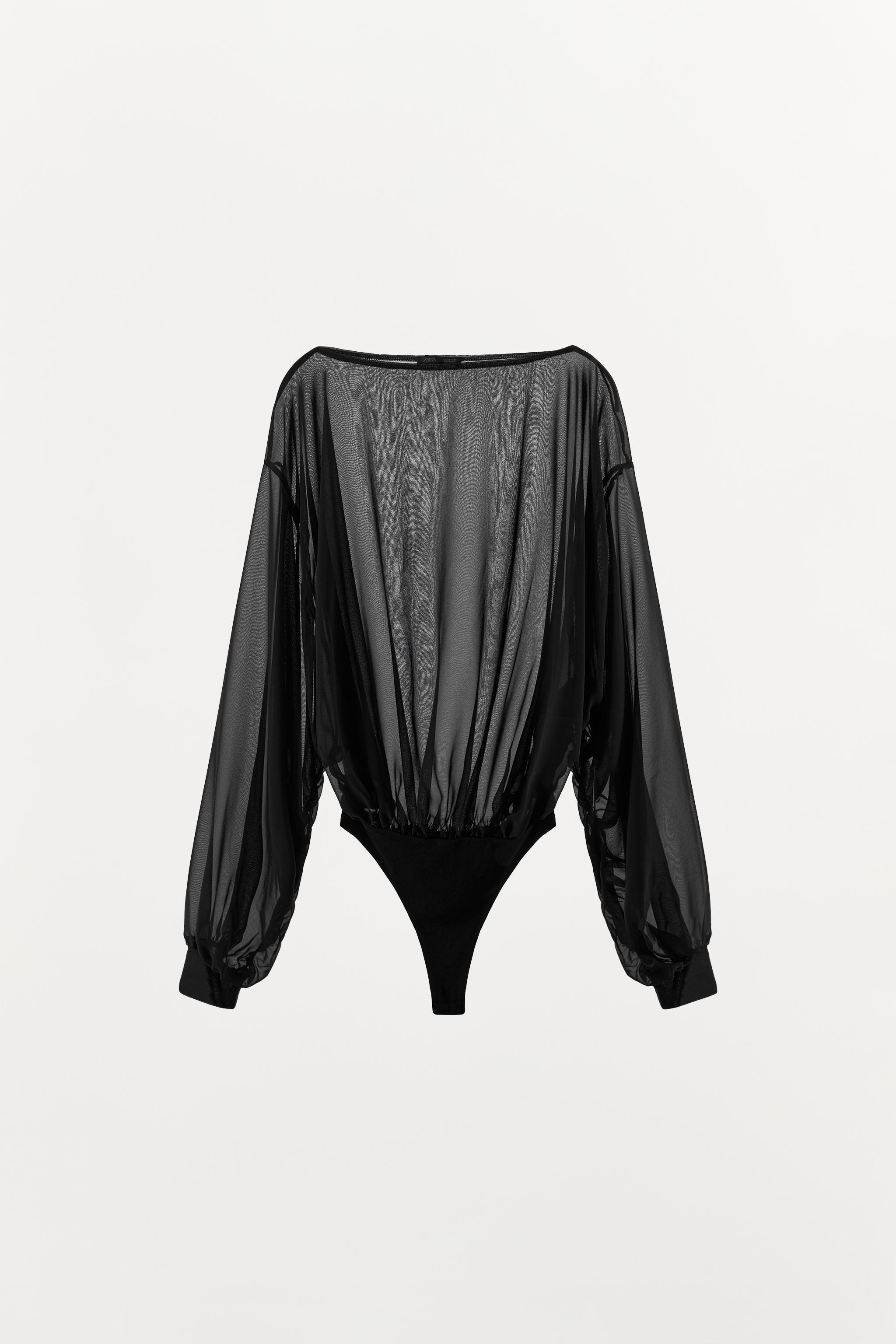 SEMI-SHEER LONG SLEEVE BODYSUIT
