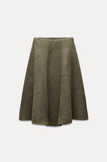 FALDA PUNTO EVASÉ CON LANA - Marrón / Topo de Zara
