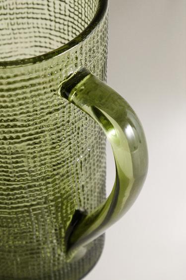 RAISED DESIGN GLASS JUG - Green by Zara - Image 2