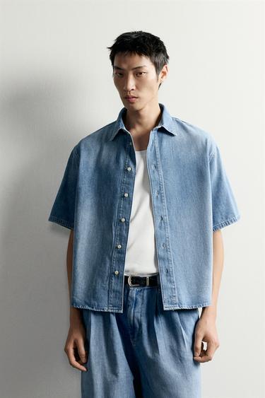 WASHED EFFECT DENIM SHIRT - Mid-blue by Zara