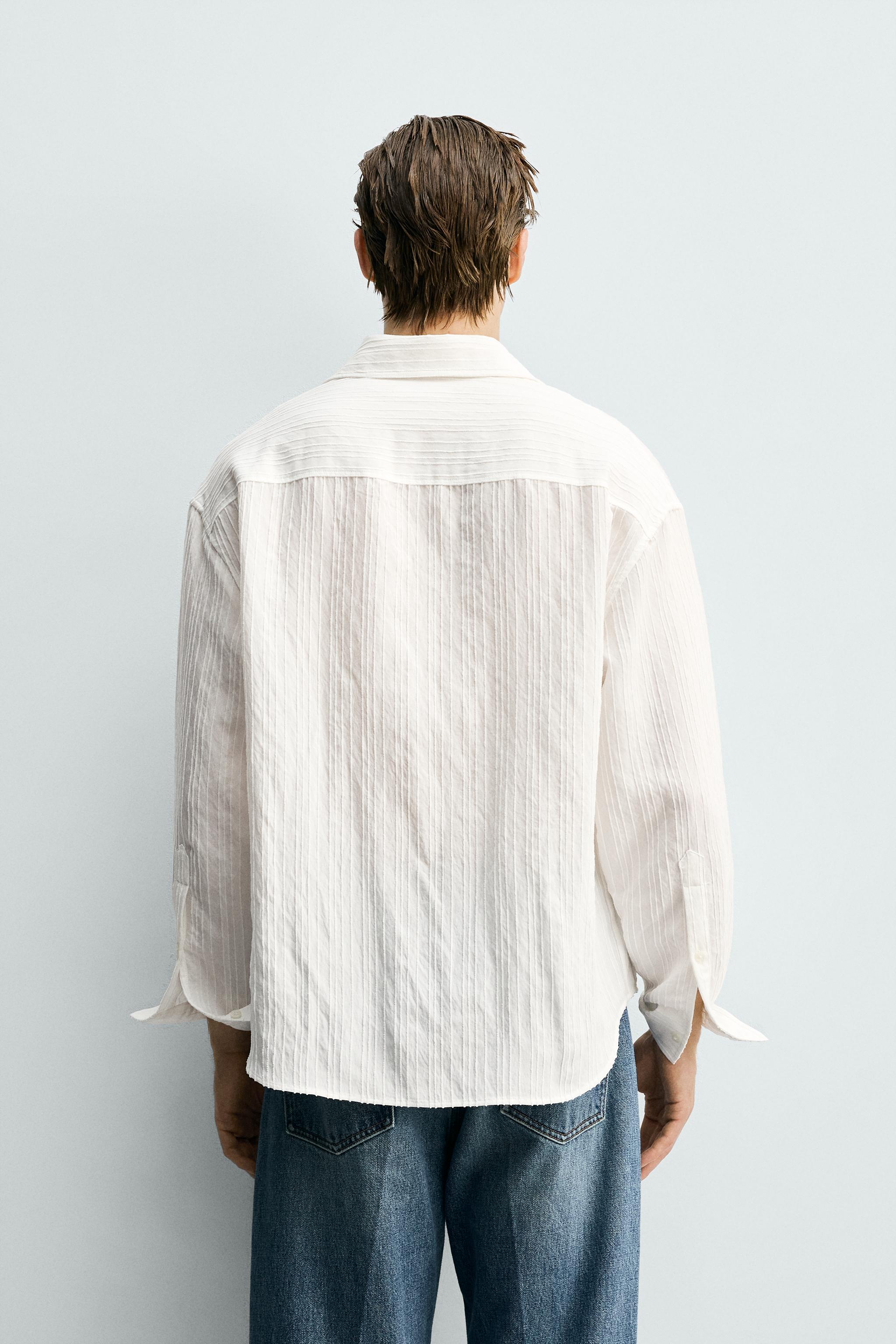 RELAXED FIT TEXTURED STRIPED SHIRT