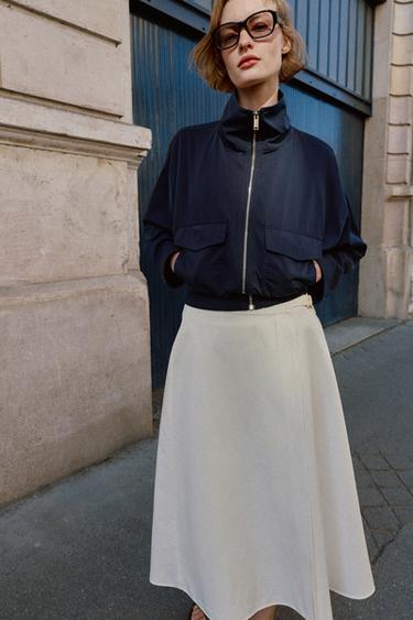 HIGH COLLAR JACKET WITH FLAP POCKETS - Navy blue by Zara - Image 4