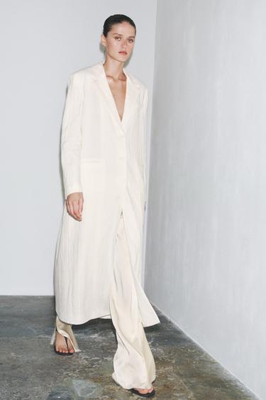 ZW COLLECTION LINEN FROCK COAT - Oyster-white by Zara - Image 1