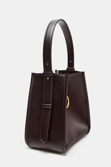 MINI BUCKET BAG WITH METAL RING - Burgundy Red by Zara - Image 5