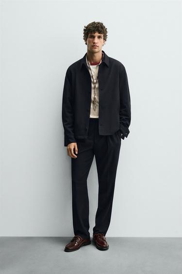 PLEATED REGULAR FIT TROUSERS - Navy blue by Zara