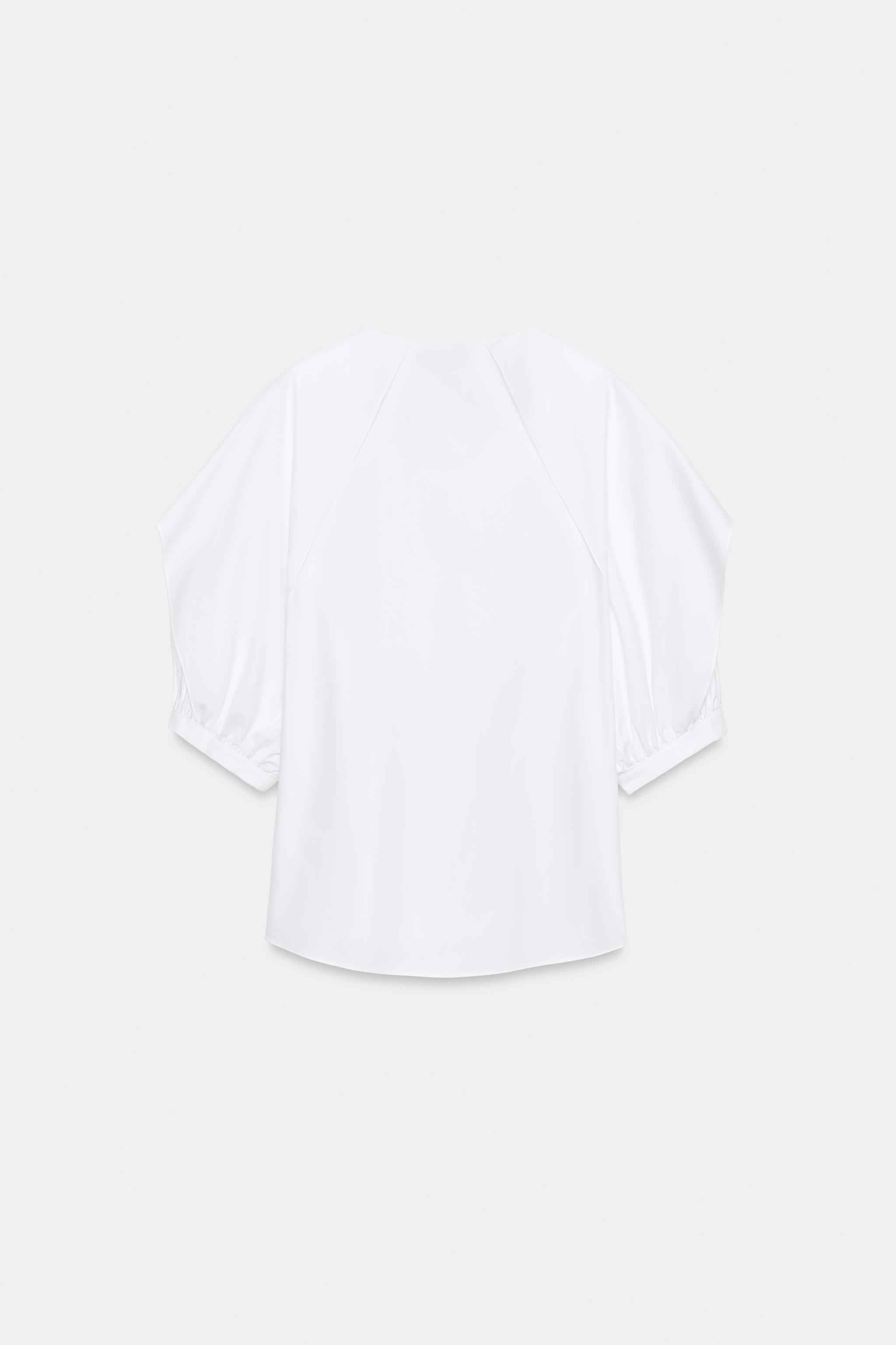 Женские рубашки Zara PLEATED SLEEVE SHIRT ZW COLLECTION — фото 6