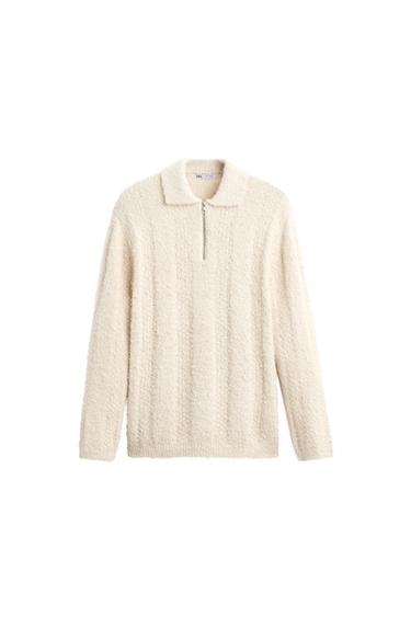 TEXTURED BOUCLÉ POLO SHIRT