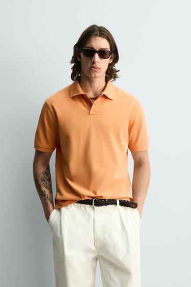 Zaras TENNISTRÖJA I PIKÉ, REGULAR FIT - Orange