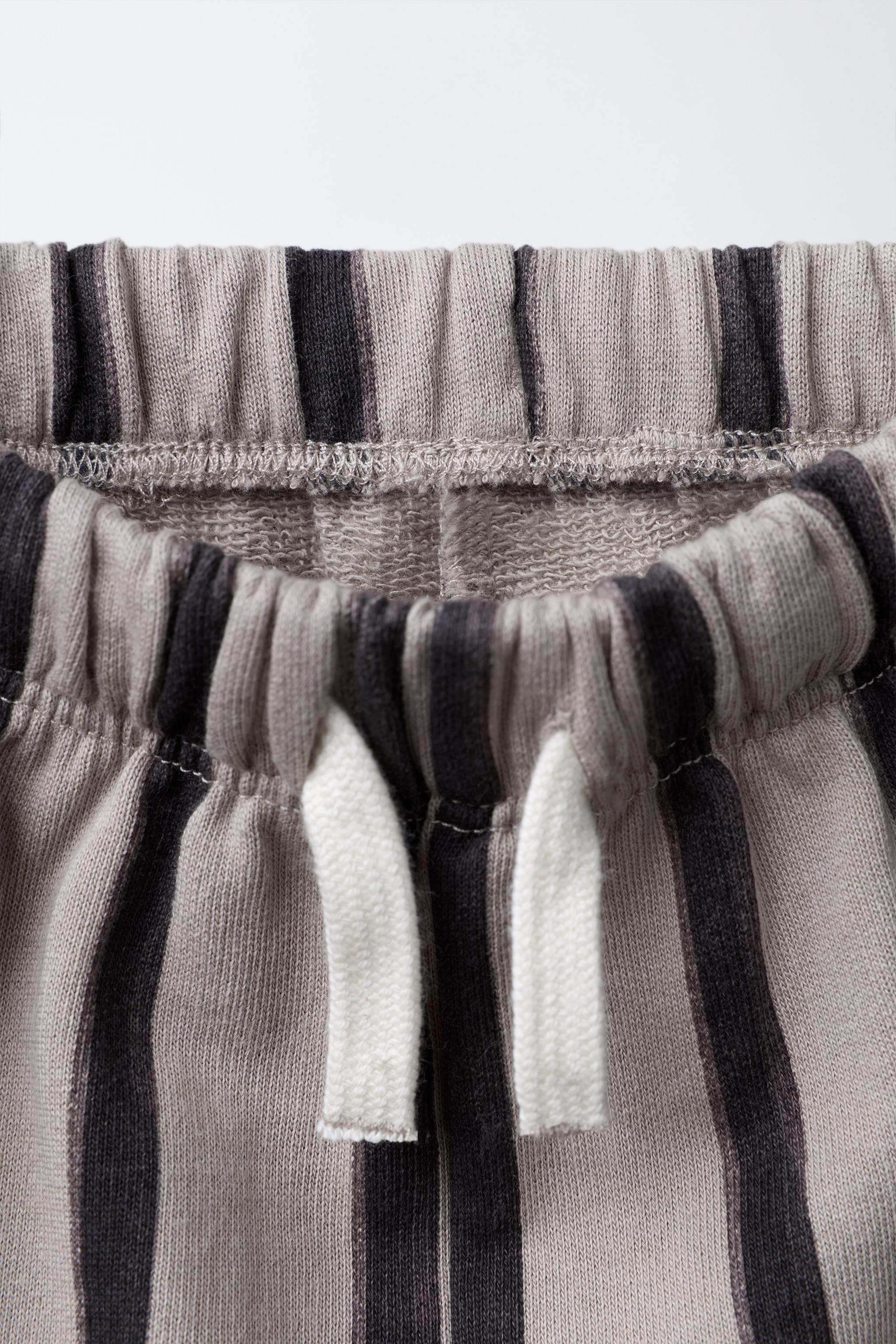 STRIPED BAGGY PLUSH PANTS