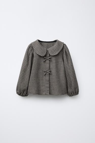 CAMISA LACINHOS XADREZ - Preto da Zara - Imagem 0