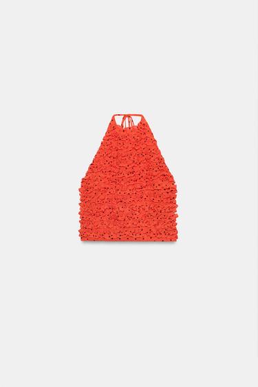 HALTER NECK RUFFLED DOTS TOP - Reddish by Zara - Image 7