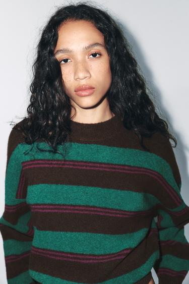 Zara STRIPED KNIT JUMPER - Multicolored