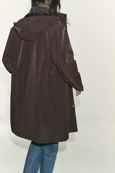COATED HOODED WINDPROOF JACKET - Brown by Zara - Image 4