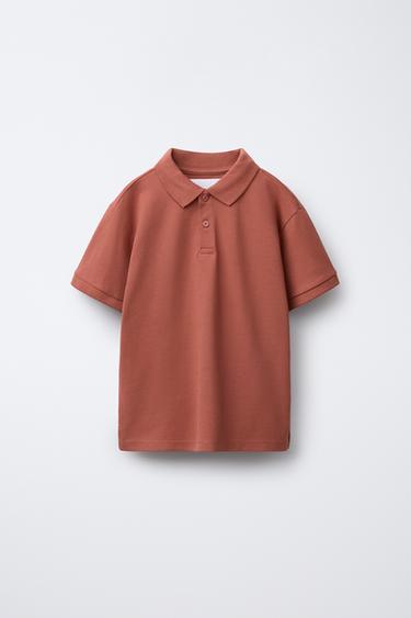 BASIC PIQUÉ POLO SHIRT - Brick by Zara