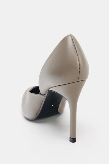 LEATHER HIGH-HEEL SHOES - Taupe Grey by Zara - Image 4