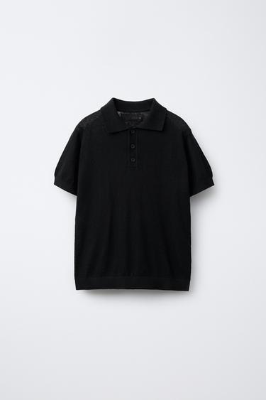 POLO ALGODÓN LINO - Negro de Zara