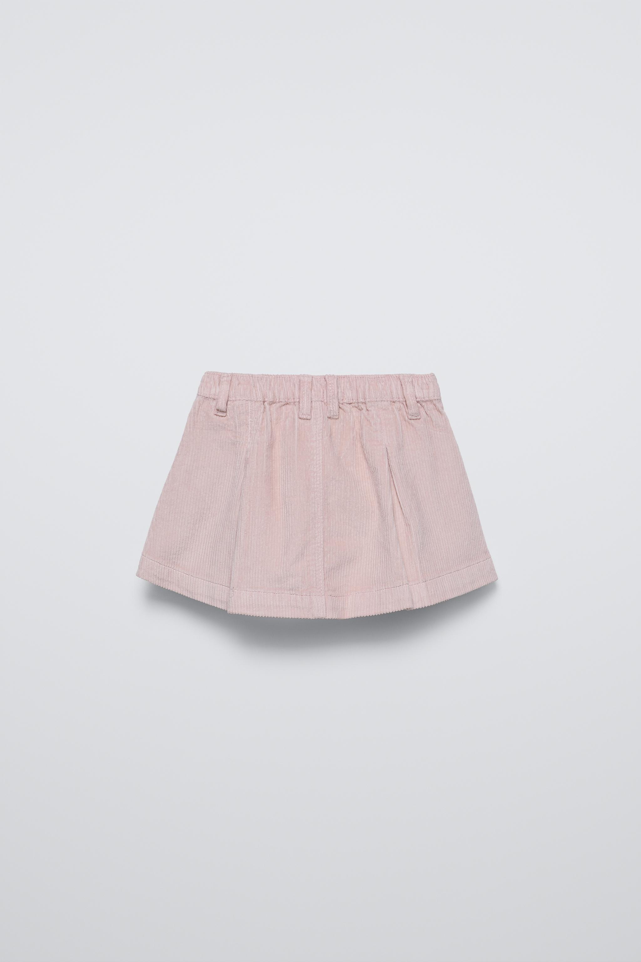 BOX PLEAT CORDUROY SKIRT Pastel pink ZARA United Kingdom