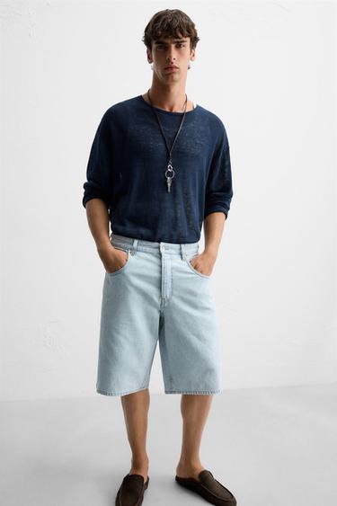 BAGGY FIT DENIM BERMUDA SHORTS - Light blue by Zara - Image 4
