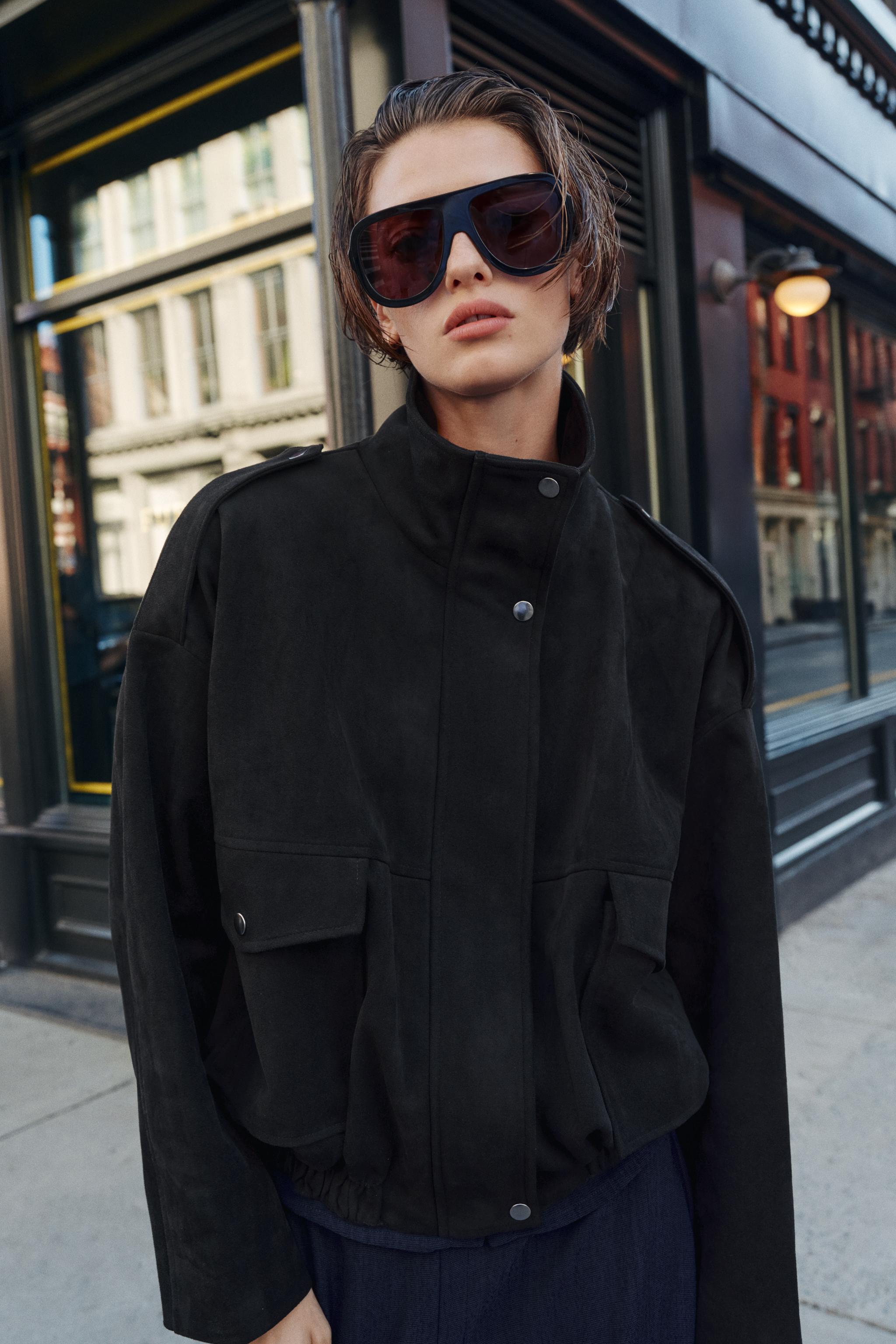 Zara Suni Süet Bomber Ceket görsel 2