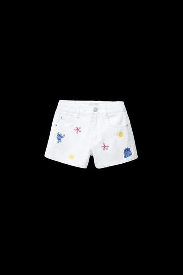 LILO & STITCH © DISNEY DENIM BERMUDA SHORTS - White by Zara - Image 0