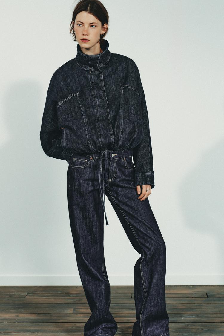 TRF BATWING SLEEVE DENIM JACKET Dark indigo ZARA United States